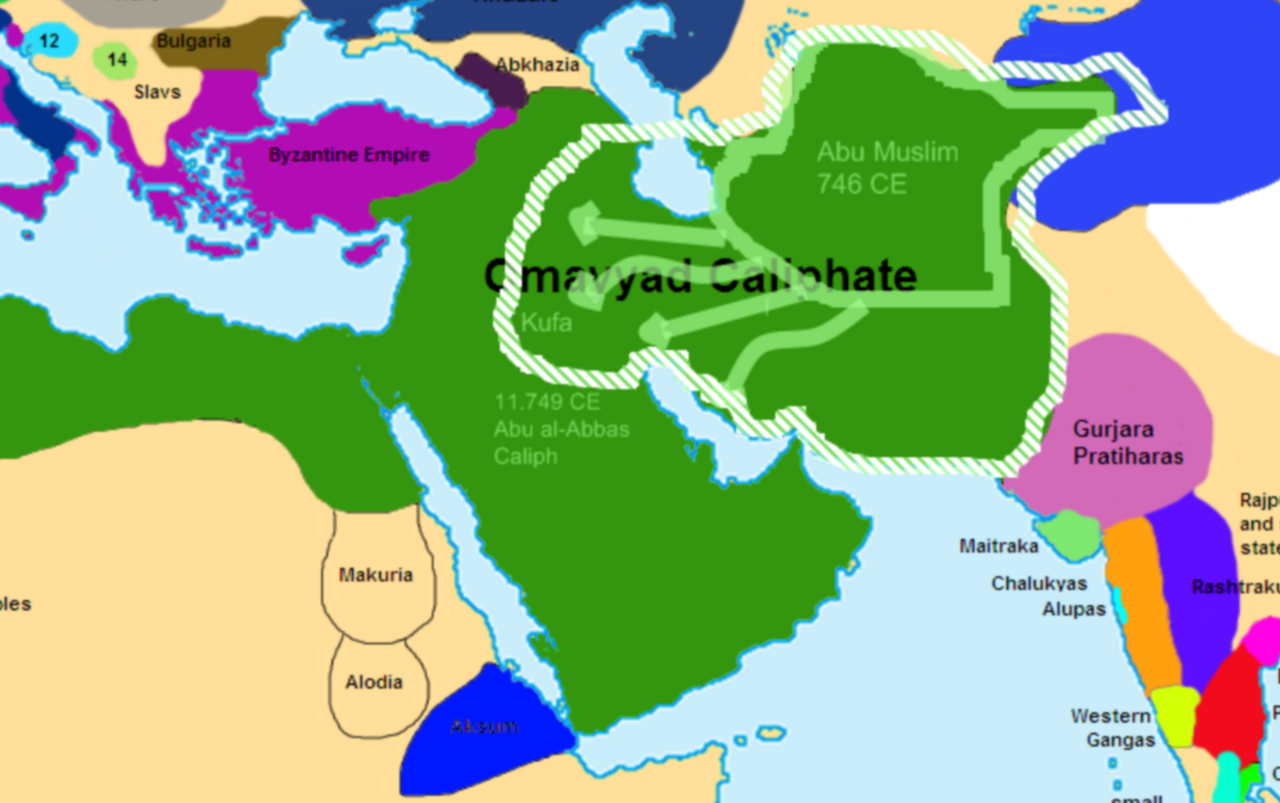 The Abbasids overthrow the Umayyads historical illustration