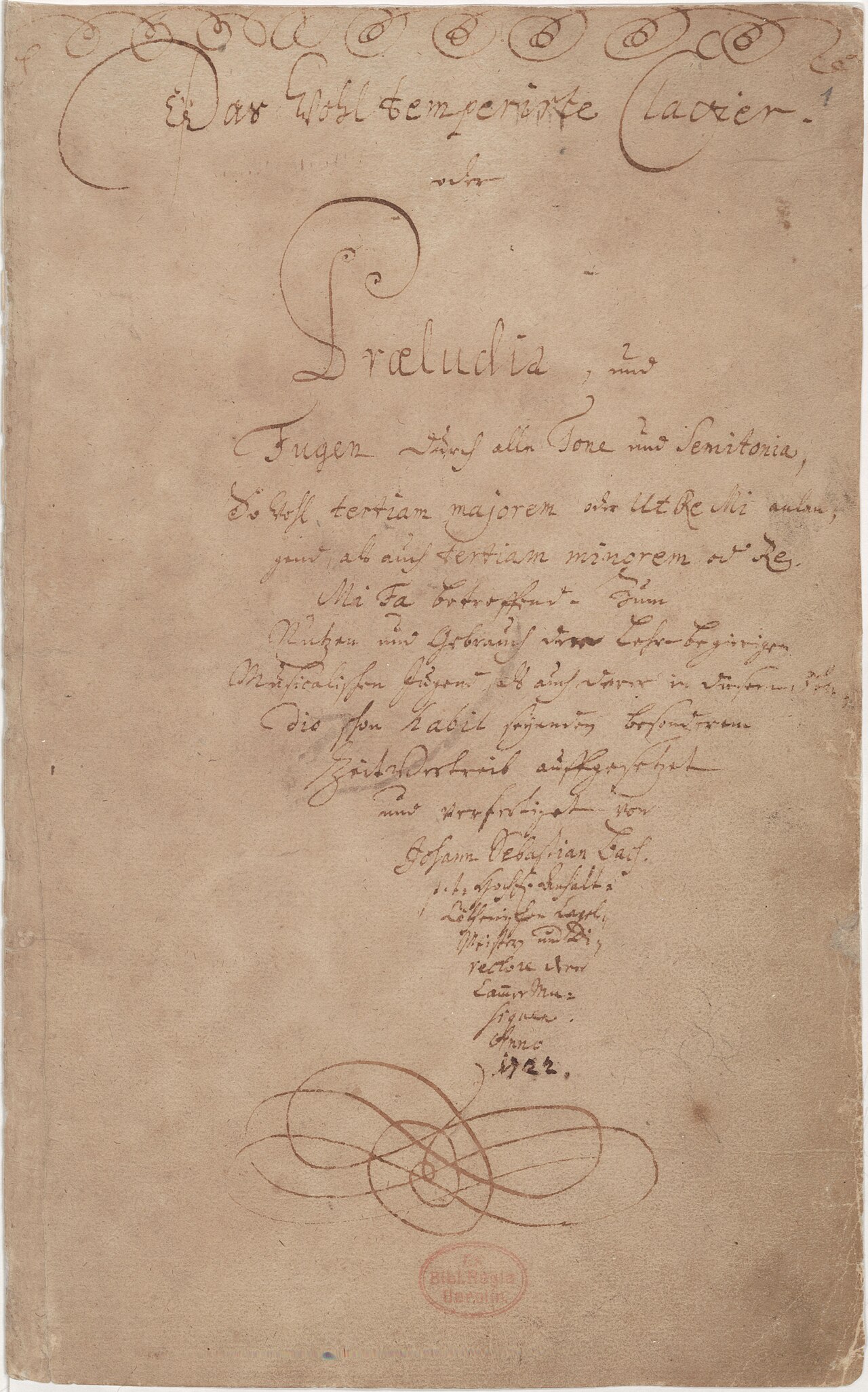 Bach completes the first Well-Tempered Clavier book historical illustration