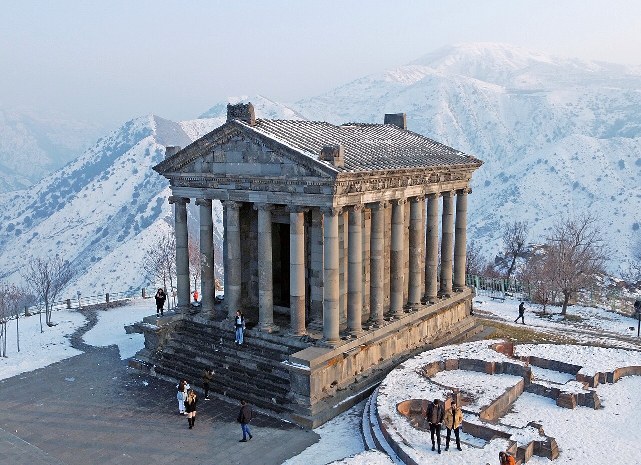 Temple of Garni is built historical illustration