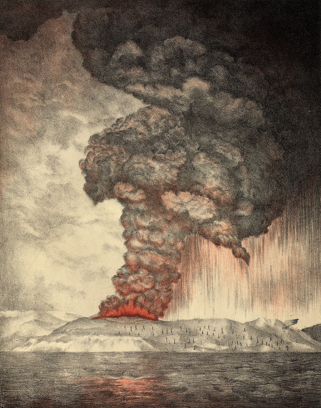 Krakatoa's eruption reaches its climax historical illustration