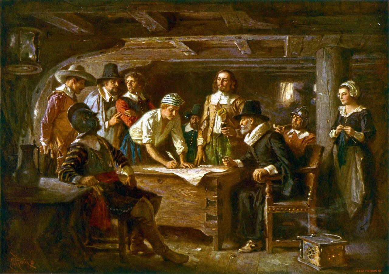 Mayflower Compact historical illustration